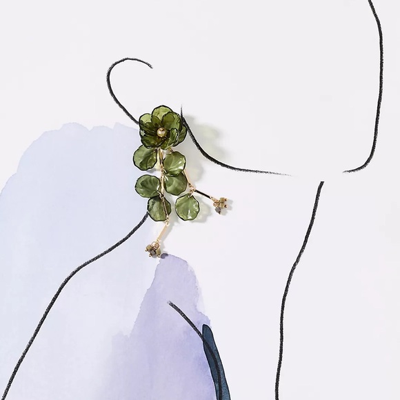 NWT Serefina Anthropologie Floral Drop Earrings - Picture 5 of 5